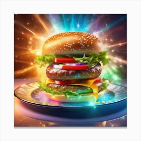 Burger On A Plate 51 Canvas Print