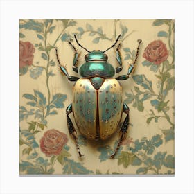 Beetle insect on wallpaper Canvas Print