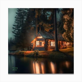 Cabin near the lake. Canvas Print