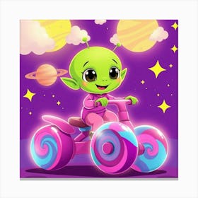 Little Alien On A Tricycle Canvas Print