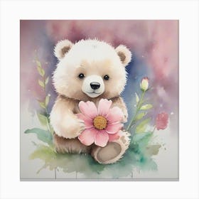 Teddy Bear With Flowers 3 Canvas Print