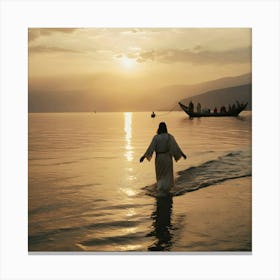 Jesus Walking In The Water 6 Canvas Print