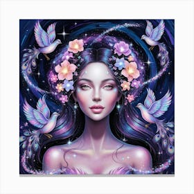 Faeries and woman Canvas Print