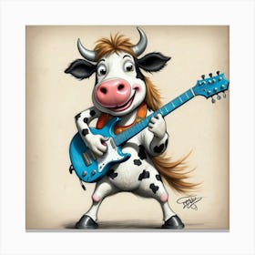 Cow Playing Guitar 16 Canvas Print