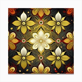 Golden Floral Pattern Canvas Print