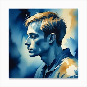 Young Man In A Blue Shirt Canvas Print