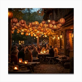 A Lively Autumn Festival Drenched In Rustic Charm Cascading Lanterns Of Burnished Gold And Amber (2) Canvas Print