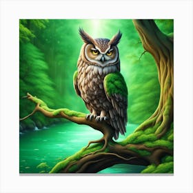 Owl In The Forest Canvas Print