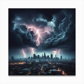 Lightning Over Los Angeles Canvas Print