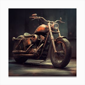 Motorcycle In A Dark Room Canvas Print