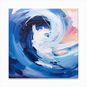 Pristine Oceans: Navy and Pastel Brushstrokes Unite Canvas Print