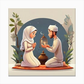 Muslim Couple Praying 1 Canvas Print