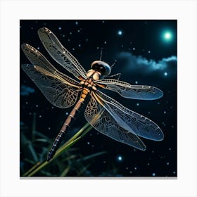 Dragonfly In The Nght Sky Canvas Print