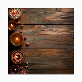 Diwali Wooden Table From Above Banner Texture Canvas Print