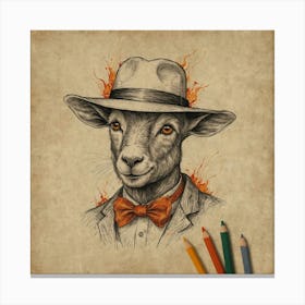 Goat In A Hat 1 Canvas Print