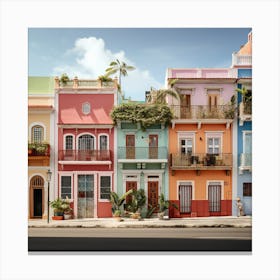 Colorful Houses In Cuba 2 Canvas Print