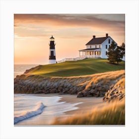Lighthouse At Sunset 7 Canvas Print