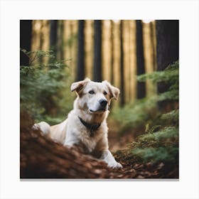 Dog In The Forest Canvas Print