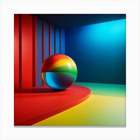 3d Rendering Of Red Green Blue Yellow Stripes Flowing From A Wall Transitioning Into Spherical S Canvas Print