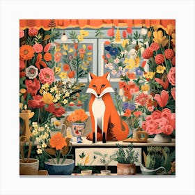 Fox In The Garden Canvas Print