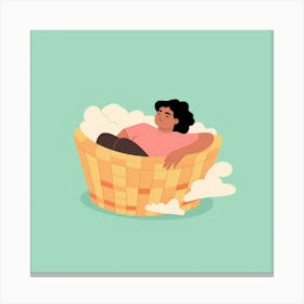 Woman Sleeping In A Basket 1 Canvas Print