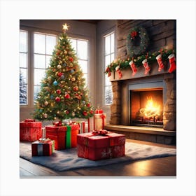 Christmas Tree In The Living Room 102 Canvas Print