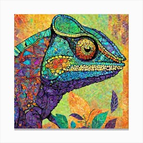 A Stunning Minimalist Abstract Art Featuring A Vibrant Chameleon Elegantly Adorned With An Array Of 668911348 (1) Canvas Print