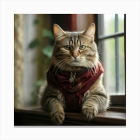 Cat Wearing A Scarf Canvas Print