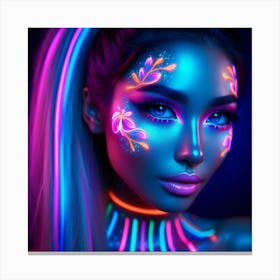 A woman and glowing neon 4 Canvas Print