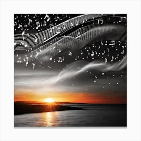 Sunset With Music Notes 7 Canvas Print