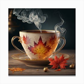 Autumn Leaves In A Teacup Canvas Print