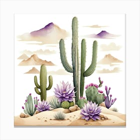 Watercolor Desert Canvas Print