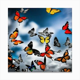 Colorful Butterflies In The Sky 4 Canvas Print