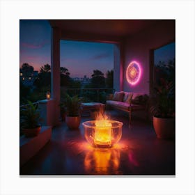 Fire Pit On A Patio Canvas Print