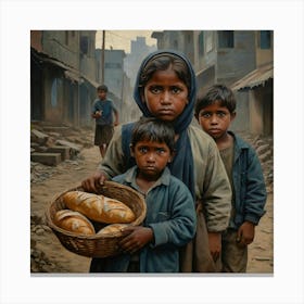 Default The Painting Portrays A Poignant Scene Of Impoverished 0 Canvas Print