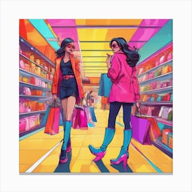 Two Women Shopping In A Store Canvas Print