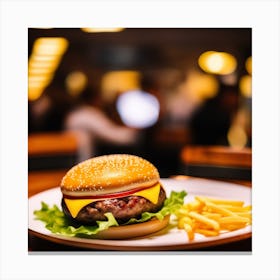 Burger And Fries Canvas Print