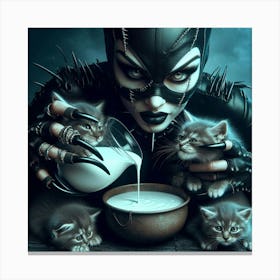 Catwoman With Kittens Canvas Print