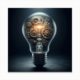 Light Bulb With Gears Canvas Print