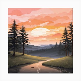 Sunset In The Mountains Canvas Print