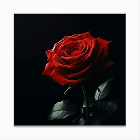 Red Rose On Black Background 3 Canvas Print