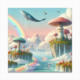 Rainbows And Mushrooms Canvas Print