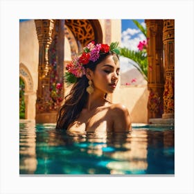 Peaceful Morocco Sexy Woman Swiming Pool Cach Ces (5) Canvas Print