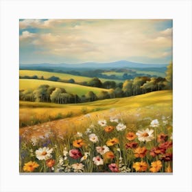 Wildflowers.An elaborate work of art about nature in the countryside of old England, antique oil colours, the touch of a creative artist. Canvas Print