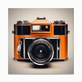 Orange Vintage Camera Canvas Print