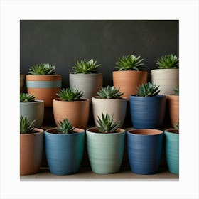 Pots Of Succulents Canvas Print