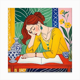 Woman Reading A Book 22 Canvas Print