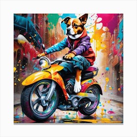 Dog On A Motorcycle 2 Canvas Print
