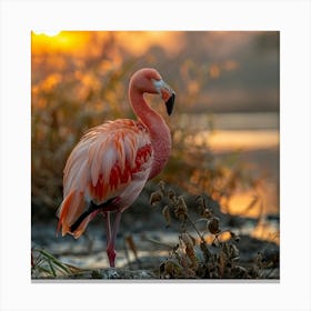 Flamingo At Sunset 5 Canvas Print