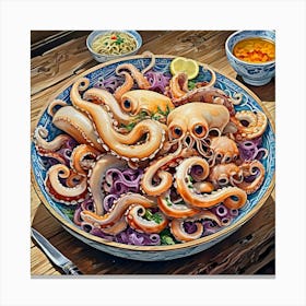 Octopus Salad Canvas Print